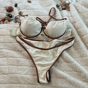 Cream and Brown Bikini Set